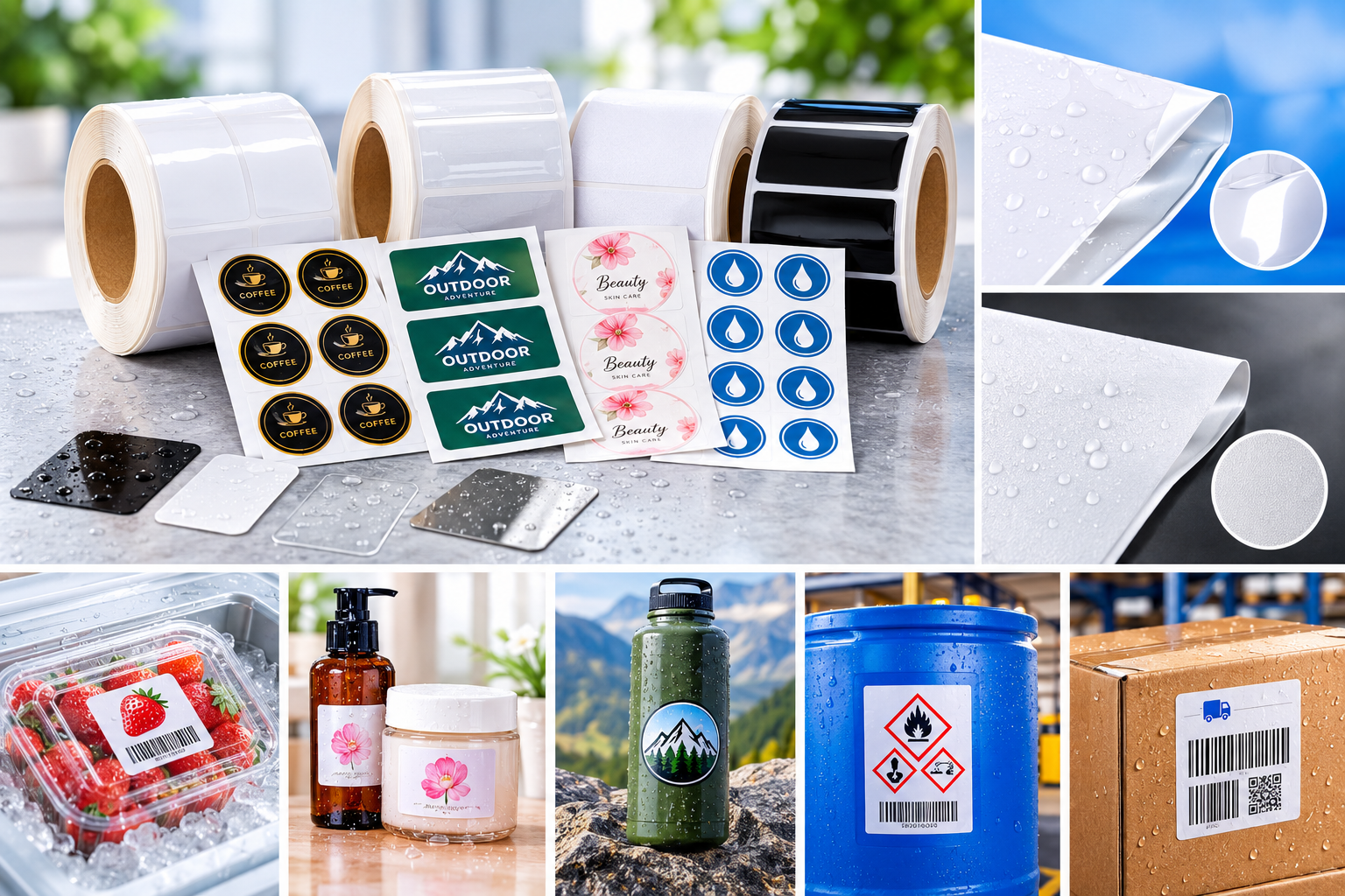 ស្ទីគ័រផ្លាស្ទិក Waterproof មិនជ្រាបទឹក ផ្ទៃខាត់ ឬរលោង